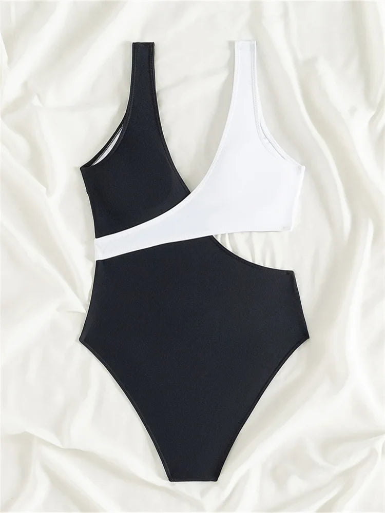 One Piece Women Hollow Out Swimwear New Solid V Neck Swimsuit Sexy Monokini Bodysuit Bathing Suit Female Summer Beach Wear