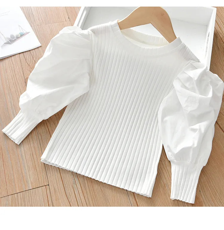 White Baby Girls Long Sleeve Shirt Princess Shirt for Tddler Girl Sweet Pullover Casual Shirt Children Tops Pullover WHITE