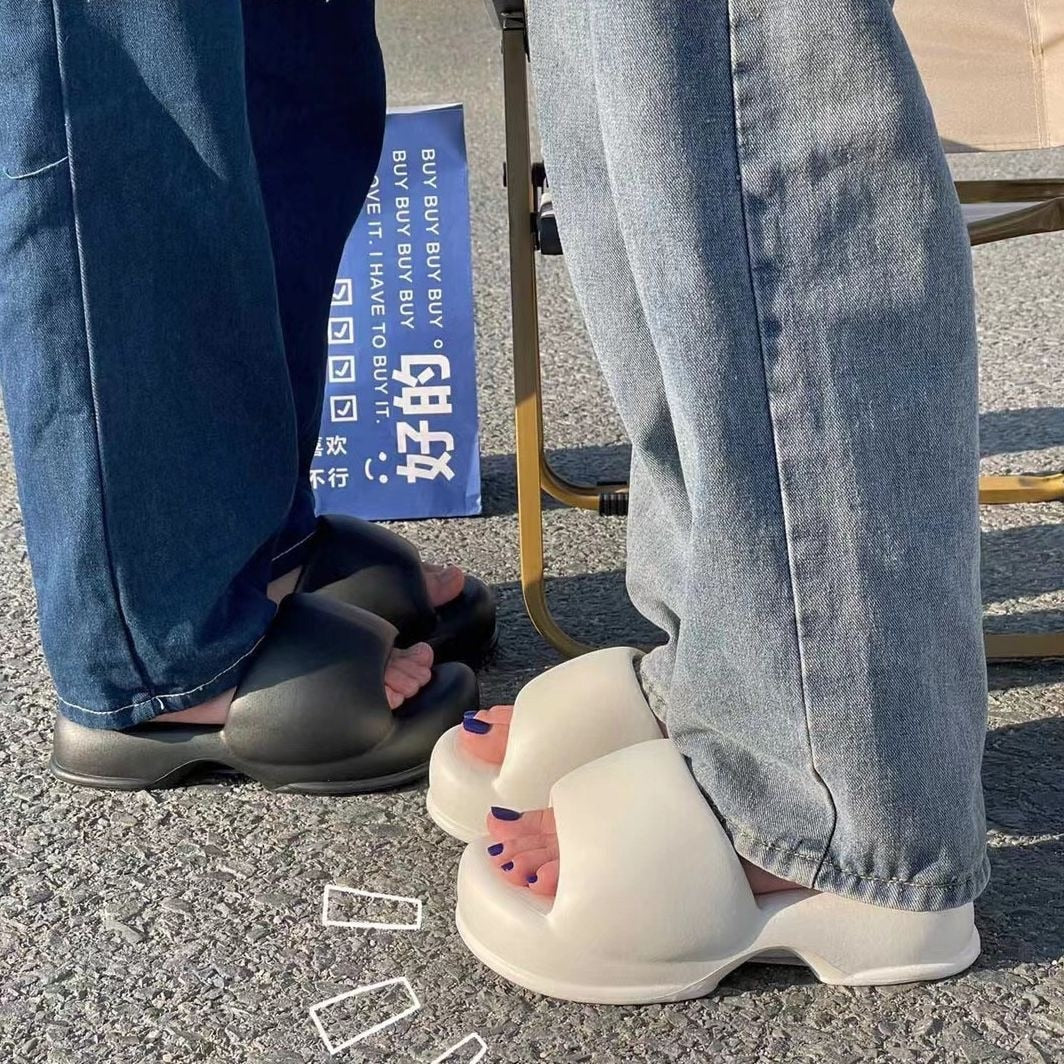 Women Indoor Street Bread Slippers Summer Platform Shoes For Female Thick Sole Solid Color Ladies Fashion Slides Girls Sandals