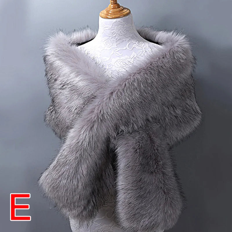 New Winter Women Fur Capes Champagne Wedding Faux Fur Bolero Stole Shawl Wraps Bridal Jacket Formal Evening Party Shrug E