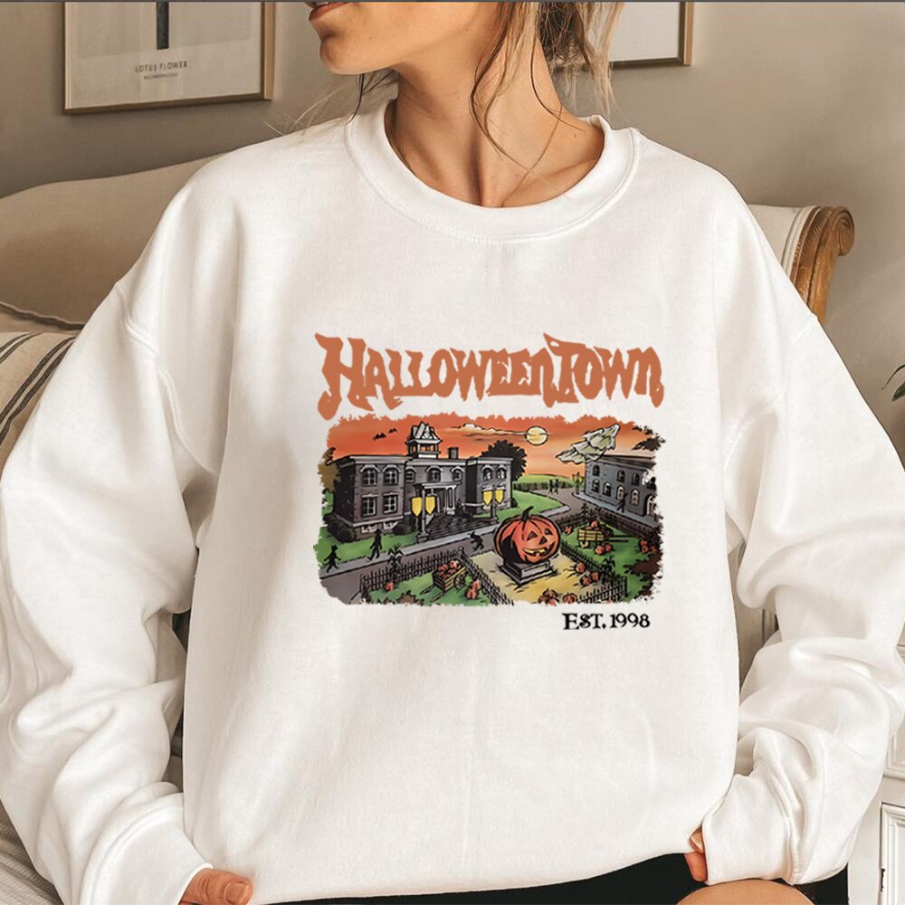 Rétro HalloweenTown 1998 Crewneck Sweatshirt Halloween Shirt Funny Halloween Party Sweater Automne Citrouille T-shirts Halloween Cadeau