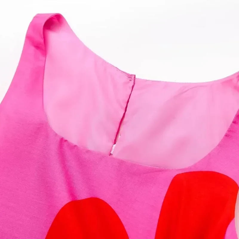 TRAF Women Dresses Spring Summer Midi Print Dress Ruffled Sleeveless Floral Cut-Out Dress Party Dress Women Elegant Luxury