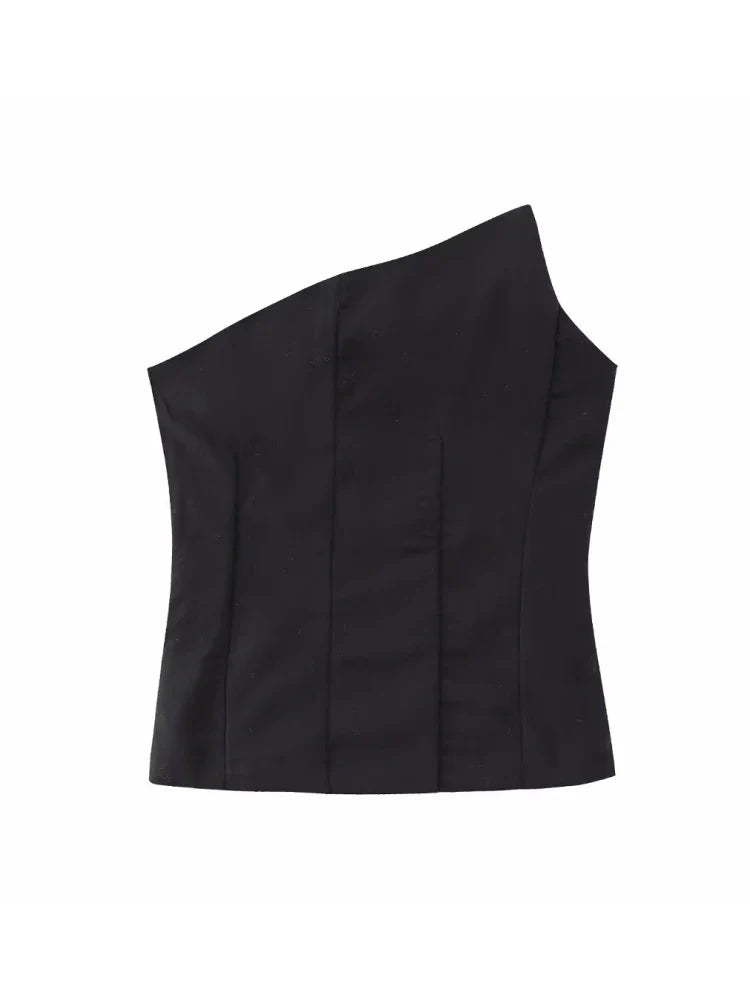 Stylish Women Elegant Cropped Tank Tops Summer Fashion Ladies Vintage Chic Slim Black Top Party Girls Sexy Tanks