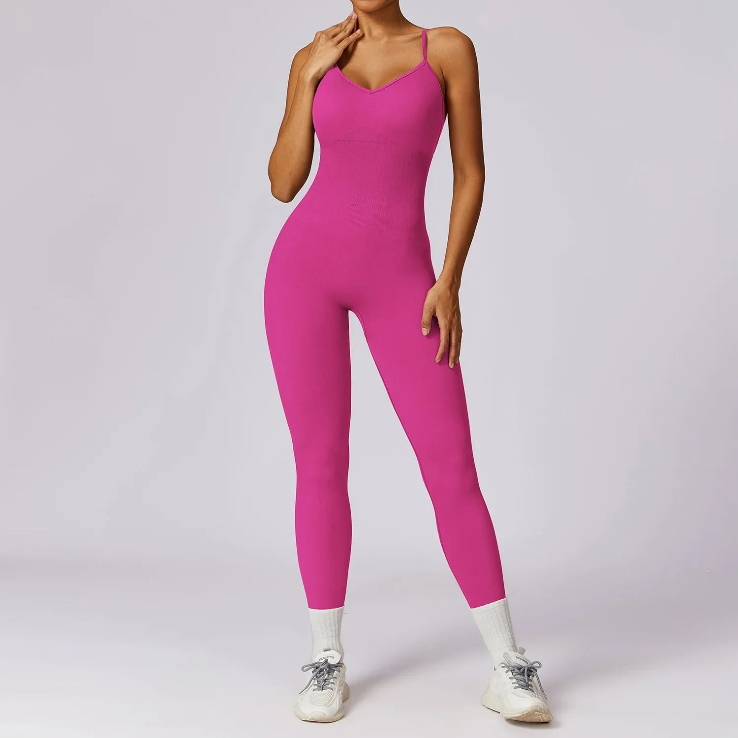 Seamless Gym Sports Overall Sportswear Backless Fitness Yoga Suit One Piece Jumpsuit Sport Outfit Workout Bodysuit Women Purple