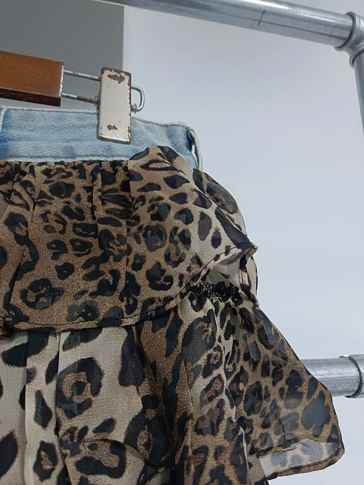 Colorblock Designer Short Jeans For Women High Waist Spliced Denim Asymmetrical Designer Trousers Female Fashion