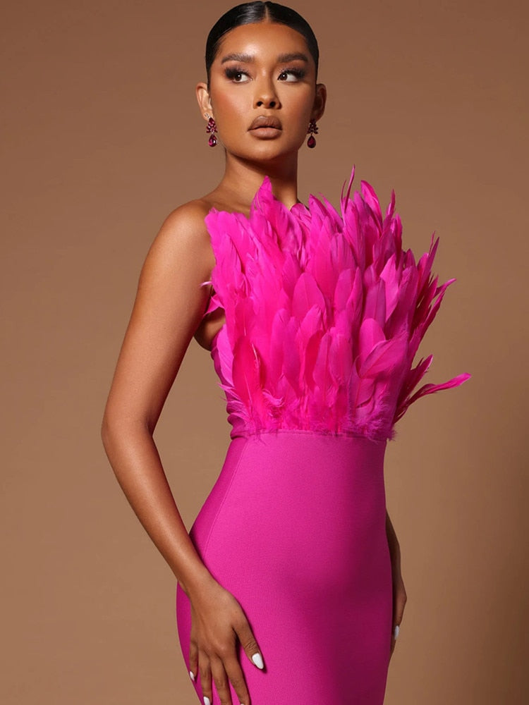 Robe à bandes en plumes, Sexy, robes de soirée, de mariage, d'anniversaire, de Cocktail, de Club