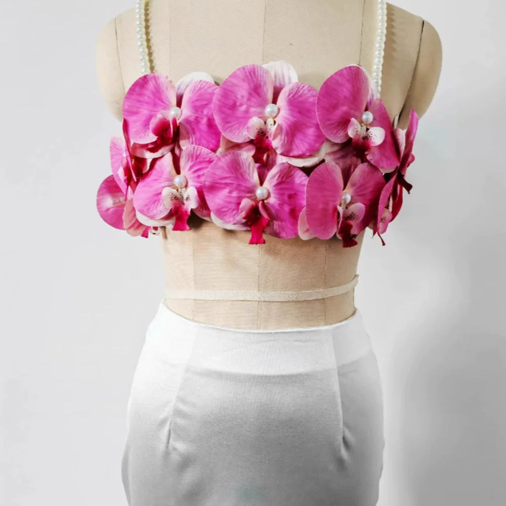 Sexy Pearl Flower Pearl Flower + Long Skirt Set Women Backless Wedding Holiday Party Lady Elegant Outfits 2025 Summer New