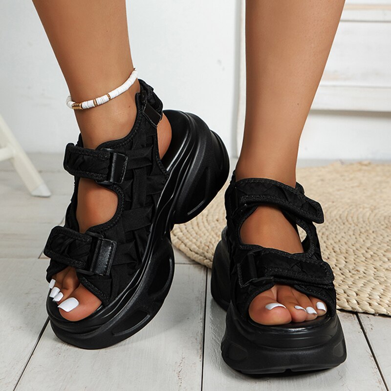 Women's White Chunky Sandals Summer 2023 New High Platform Wedges Shoes Woman Non Slip Thick Bottom Sandalias Mujer 35-42