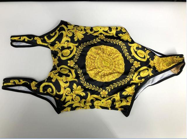 Beach Wear Swim Suit Sexy New Golden Print One Piece Swimsuit Swimwear - Bikini Deep-V Bathing Suits купальник женский Gold