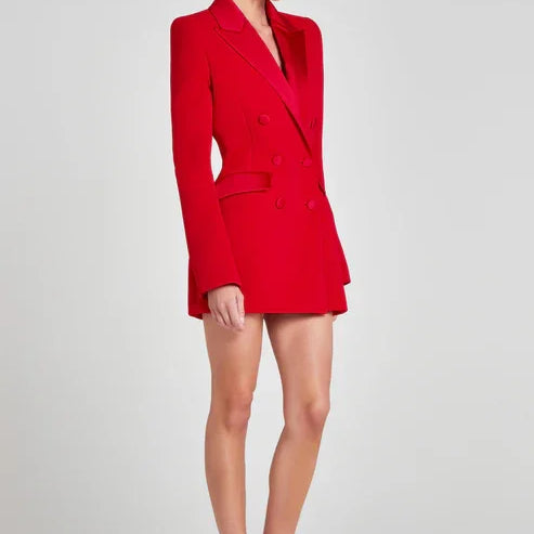 Red Color Women Long Sleeve Sexy V-Neck Bodycon Blazer Dress Celebrate Evening Party Christmas Wedding Mermaid Dress Wholesale