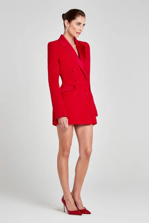 Red Color Women Long Sleeve Sexy V-Neck Bodycon Blazer Dress Celebrate Evening Party Christmas Wedding Mermaid Dress Wholesale