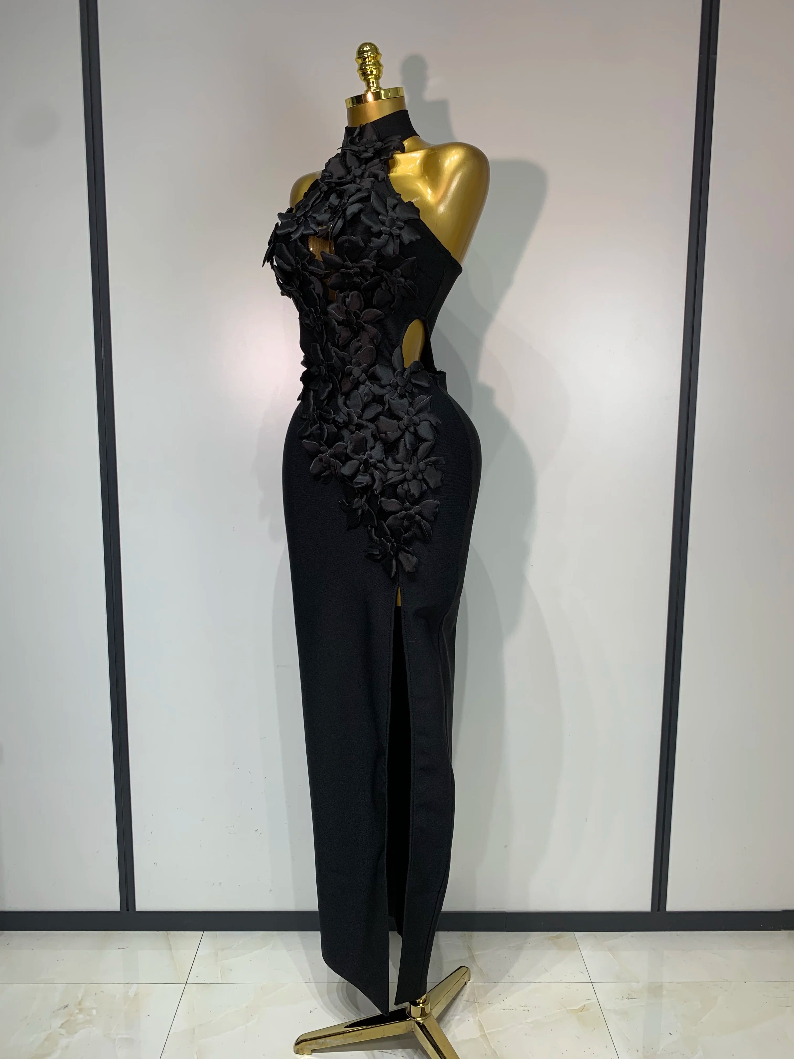 Women Sexy Sleeveless Flower Hollow Out Evening Party Bandage Dresses Red Knitted Bodycon Birthday Wedding Guest Clothing