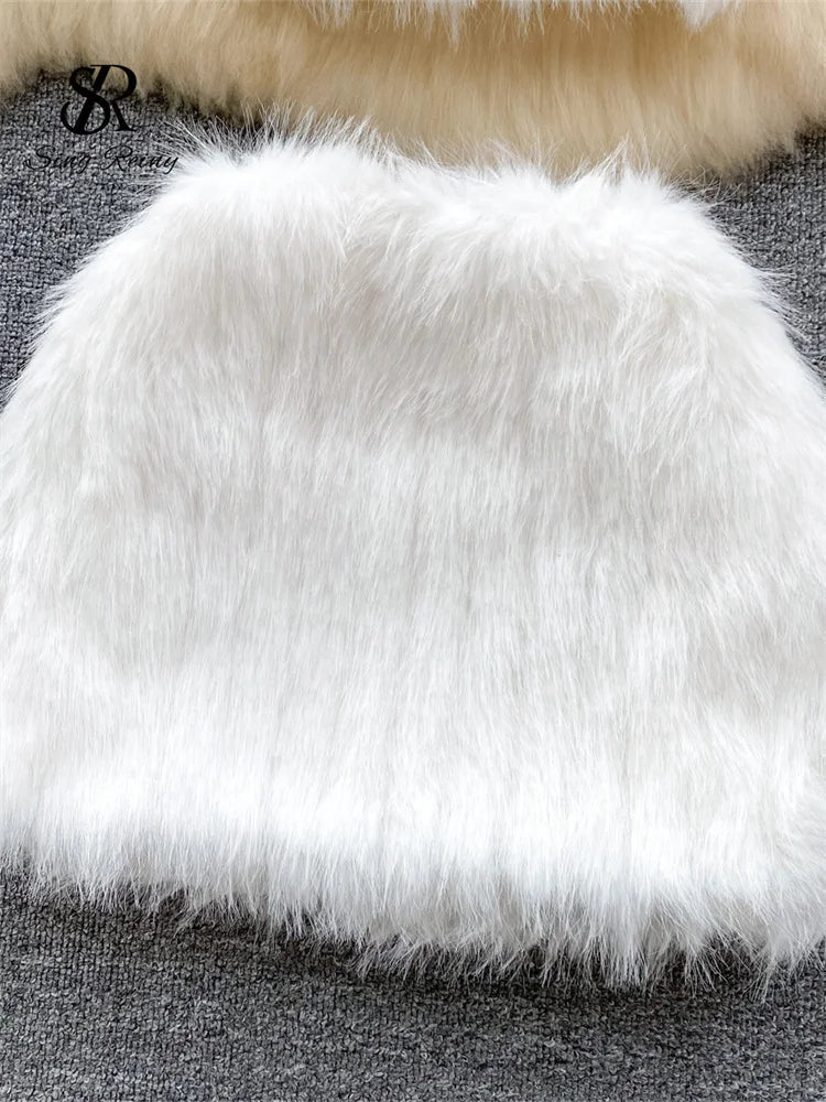 SINGREINY American Hotsweet Sexy Two Pieces Sets Women Strapless Short Tank Top+Bodycon Mini Skirt Fashion Solid Feather Suits