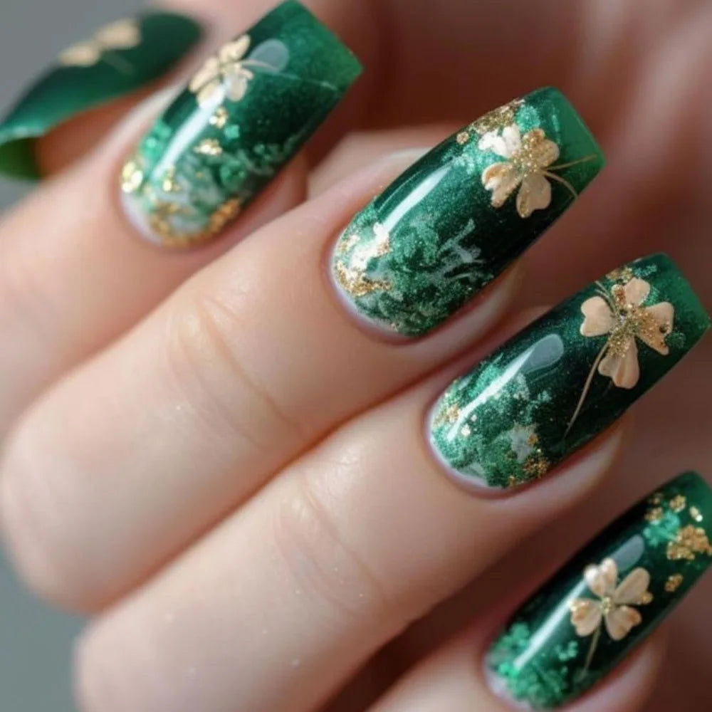 24pcs/set short medium long fake nails for Spring summer season gradient peach flowers butterfly heart press on false nail art 1852