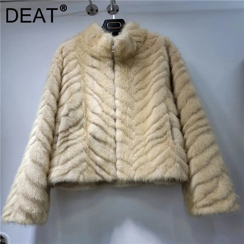 Winter Fashion New Style Elegant Stand Collar Mink Fur Short Coat For Women High-end Soft Faux Fur Jacket 11A07794