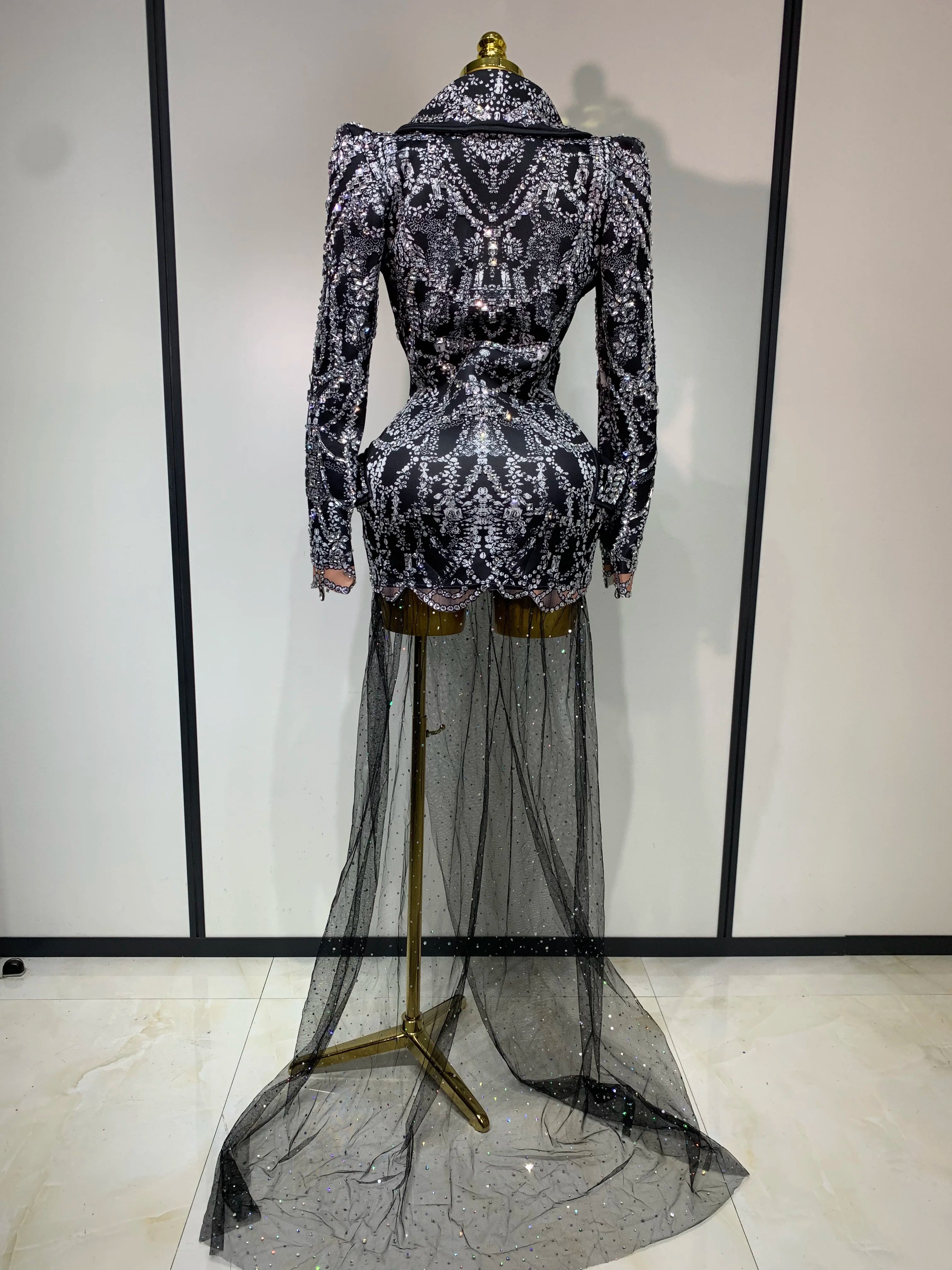 Luxury Nightclub Evening Birthday Dresses Stage Perform Outfit Sparkly Rhinestone Women's Elegant Party Sexy Dress