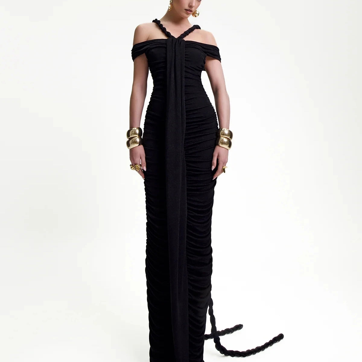 Black White Color Women Sexy Off the Shoulder Bodycon Long Mesh Dress Nightclub Party Evening Fashion Dress Vestido black