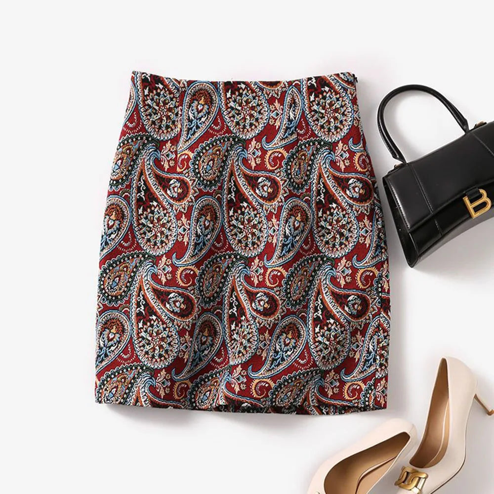 Autumn 2023 High Waist A-line Skirts Light Mature One Step Skirt Ladies Medium Length Retro Wrapped Hip Skirt Jacquard Skirt