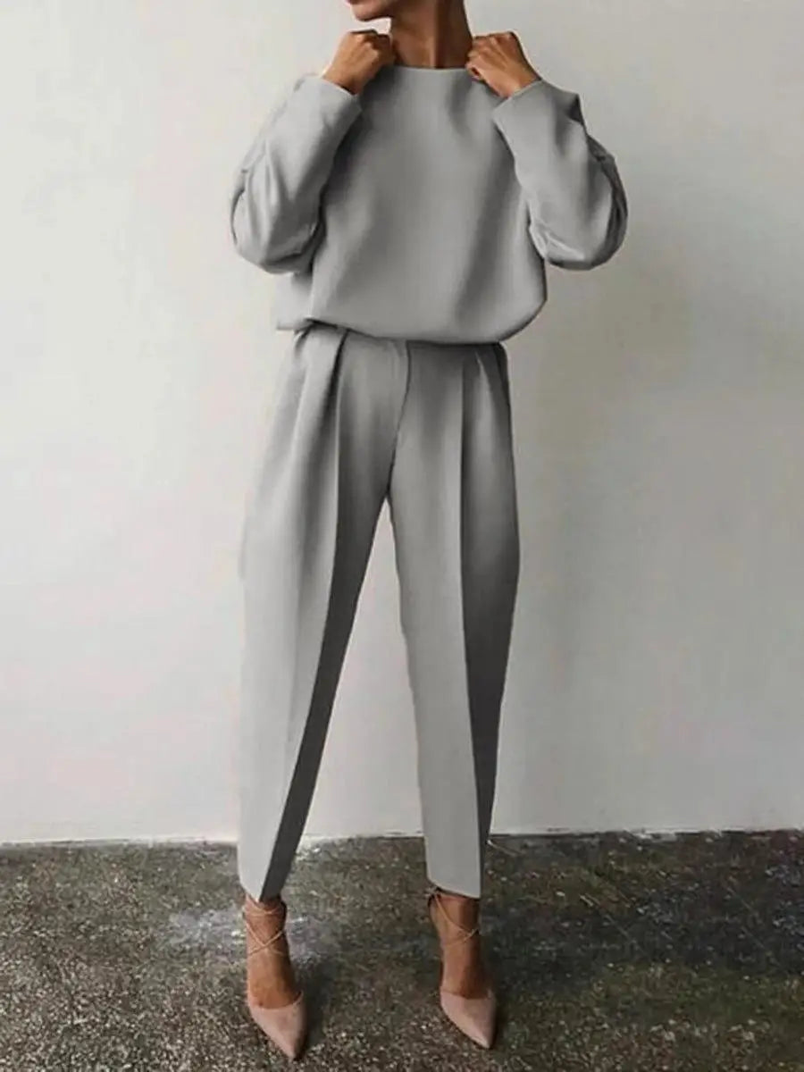 2 Piece Sets Women Outfits Simple Solid Tracksuit Drawstring Sportswear Joggers 2pcs Sets Spring Autumn Winter Clothing 3xl Gray