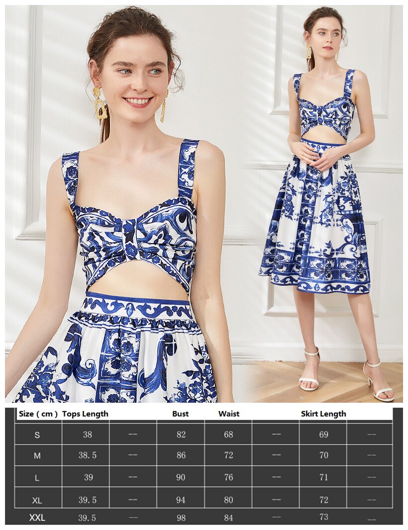 Summer Floral Dress Sets Women 2 Piece Outfit Sexy Slim Tops and Skirt Party Set 2024 Suspender Strap Suit Ballgown Frocks 4