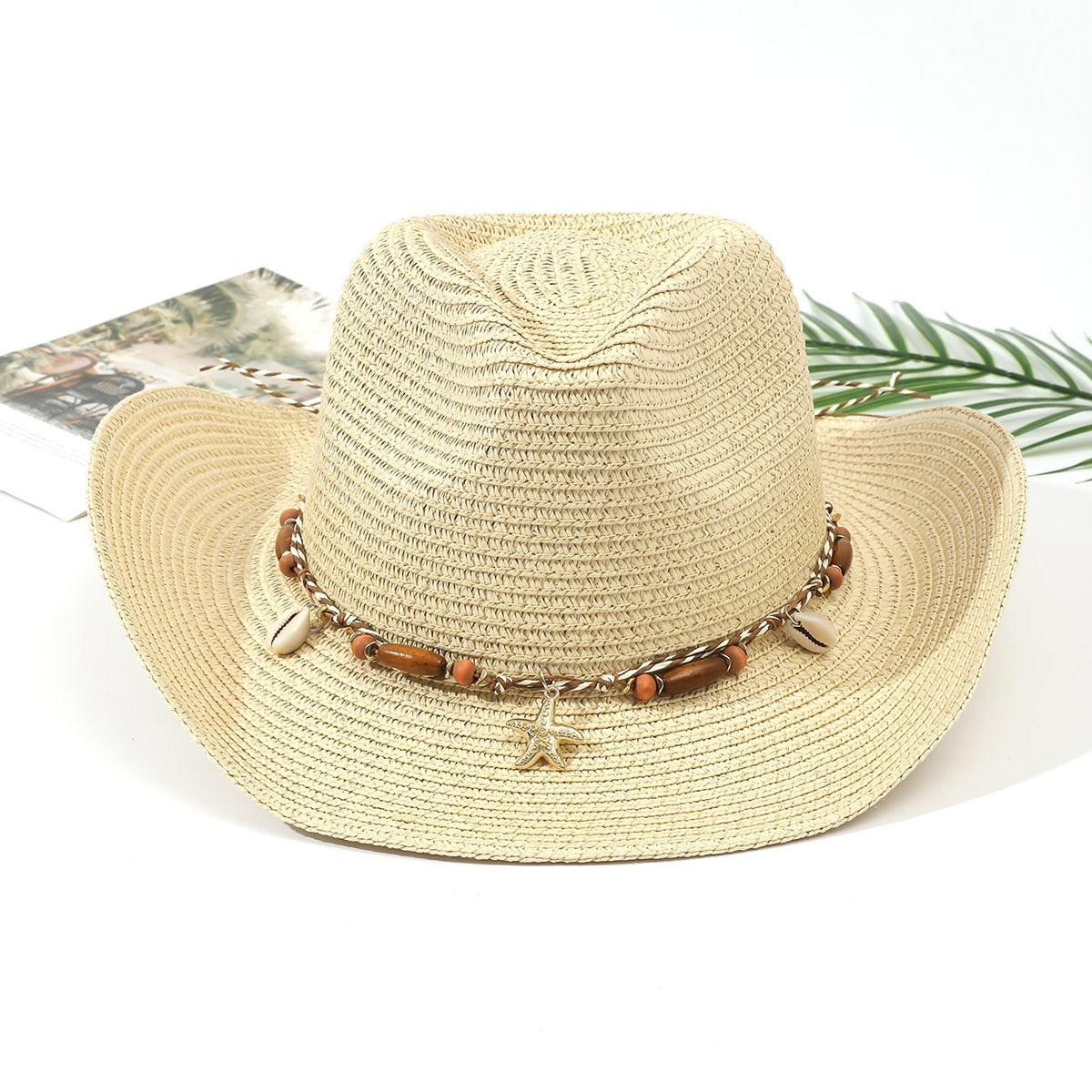 Wholesale Women Pink Tassel Cowboy Hat Floppy Beach Hats Summer Straw Hats Ladies UV Protection Hat Panama Sun Hat beige 4