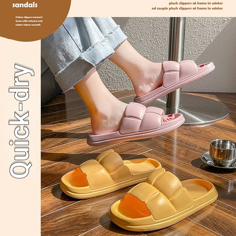 Summer Soft Shoes Cloud Slippers Indoor Mute Bathroom Anti-slip Slide Eva Beach Flip Flops Men Ladies Leisure Sandals 2023
