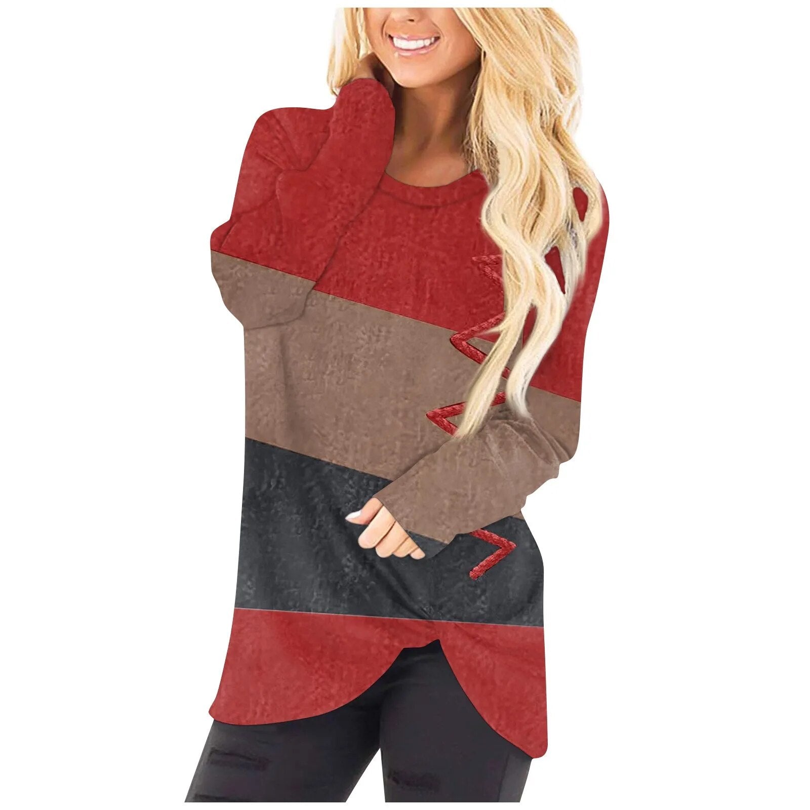 Sweatshirt Women Fashionable Round Neck Women Pullover Winter 2024 New Long Sleeves Women Sweatshirts Luxury Hoodies Women Wine