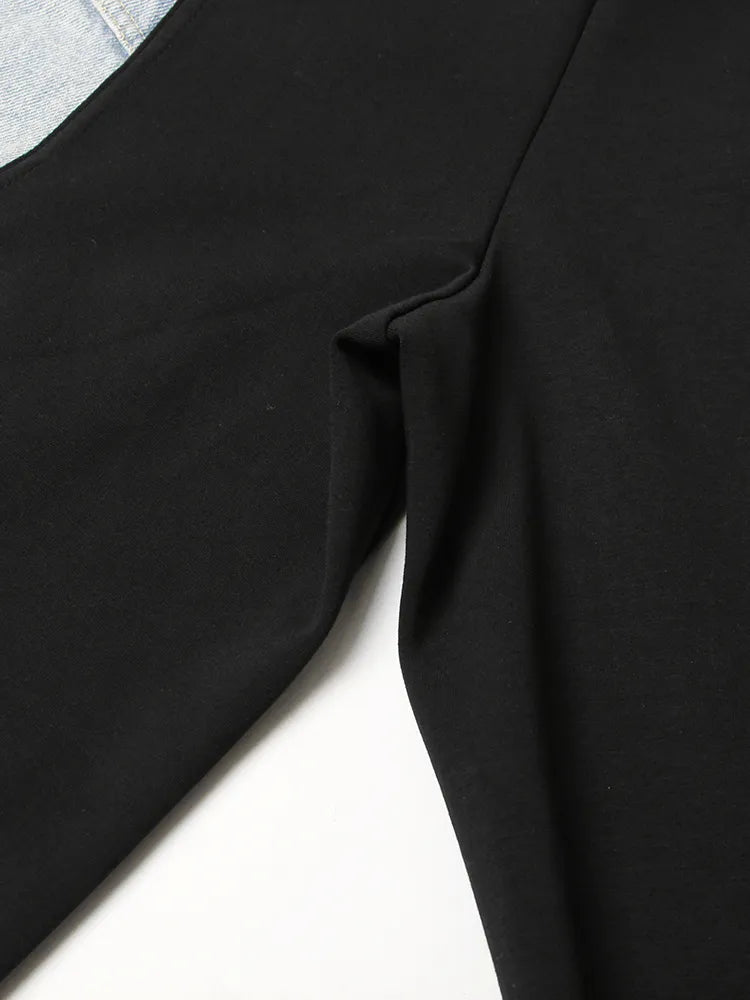 Straight Loose Denim Pants Female High Waist Colorblock Loose Wide Leg Long Trousers Women Clothing 2023 Style New