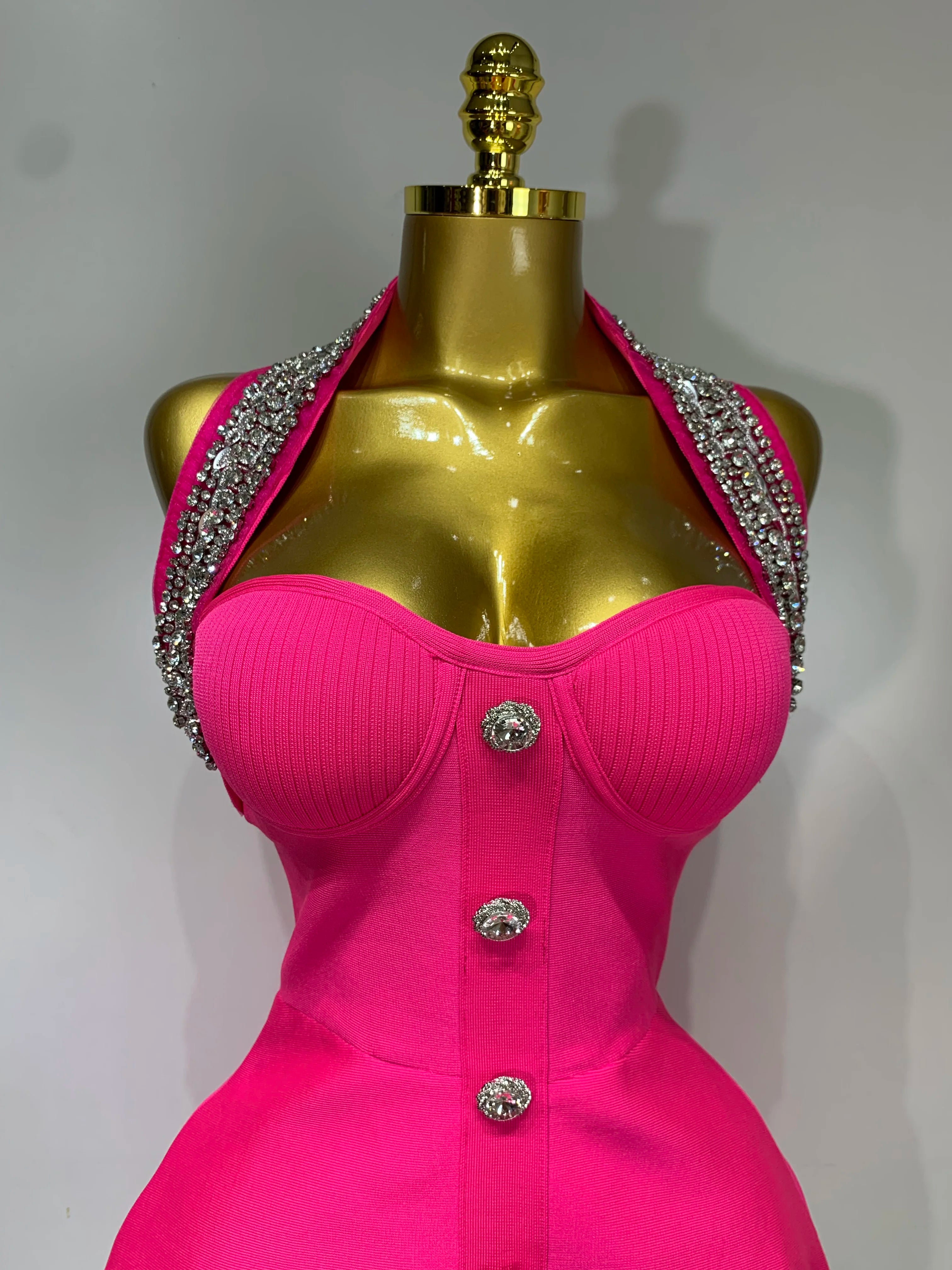 Women Luxury Birthday Dress Sexy Backless Beading A Line Bandage Dress 2025 Knitted Celebrity Elegant Evening Club Party Outfit