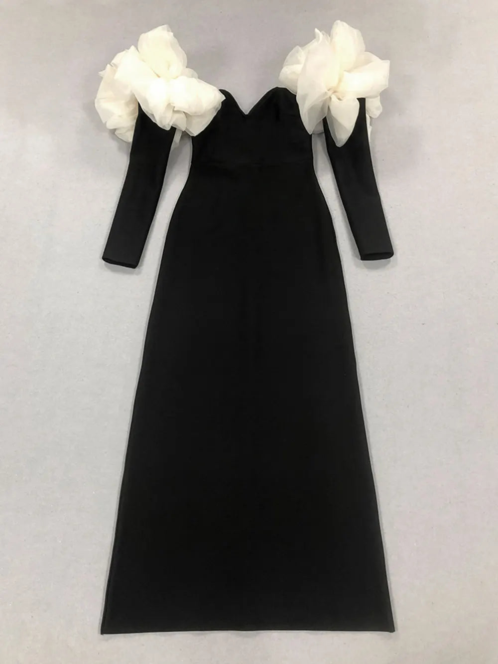 2024 Sexy Women Long Bandage Dress Fashionable Off Shoulder Chiffon Patchwork Long Sleeved Bodycon Backless Dress Party Vestidos