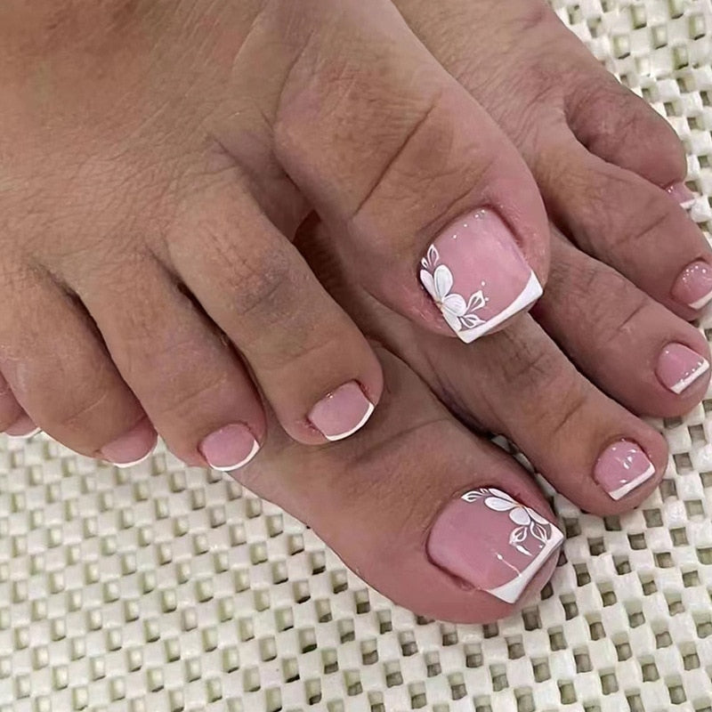 Press On Toenails 2024 Summer False Toenails For girls Cute Nail for Foot Artificial Nail tips Full Cover Nails feet False Nails T 38