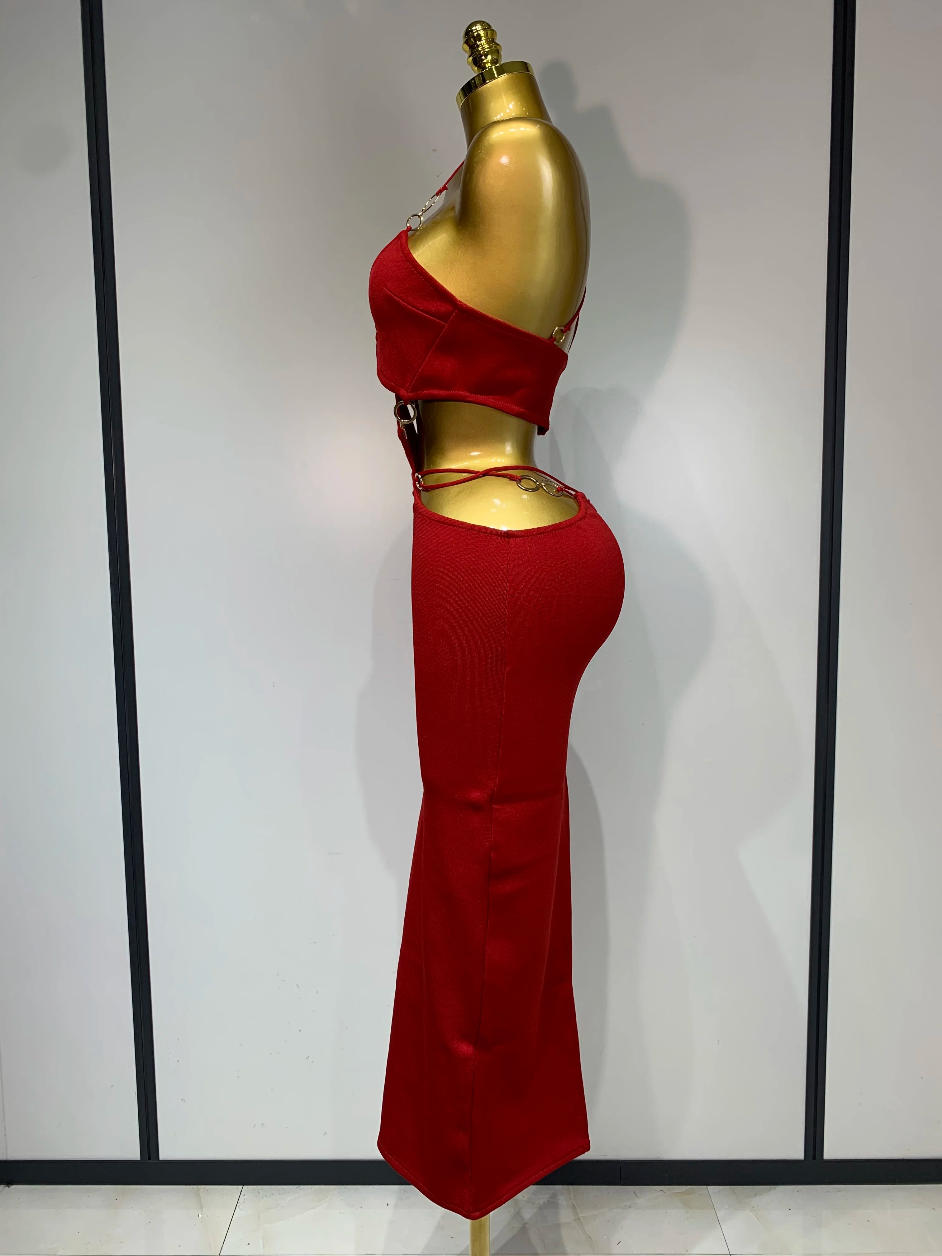 Women Sleeveless Sexy Halter Hollow Out Black Red Bodycon Long Bandage Dress 2025 Celebate Elegant Luxury Birthday Club Dress