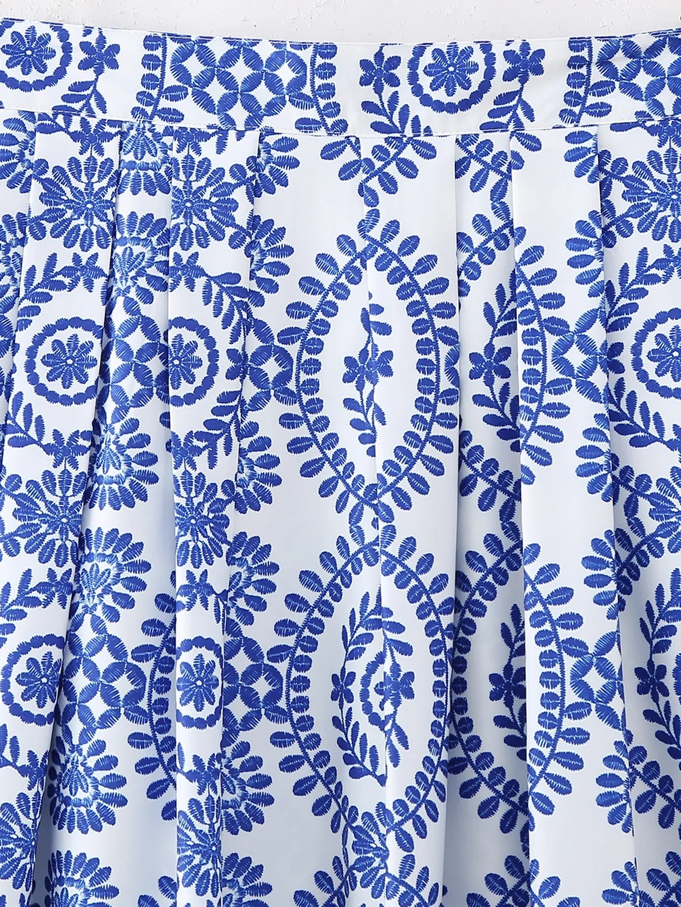 Stylish Printed Skirt Women Spring New Fashion High Waist Pleated Ankle Length Modern Lady Long Bottom Wear