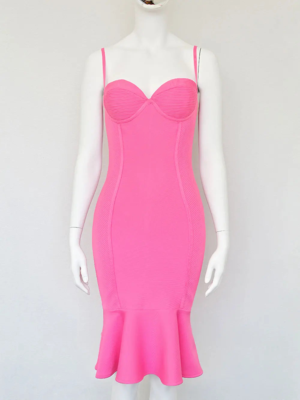 2025 Spring Sexy Women Ruffle Design Bandage Dress Spaghetti Strap Sleeveless Bodycon Backless Midi Dress Evening Party Vestidos