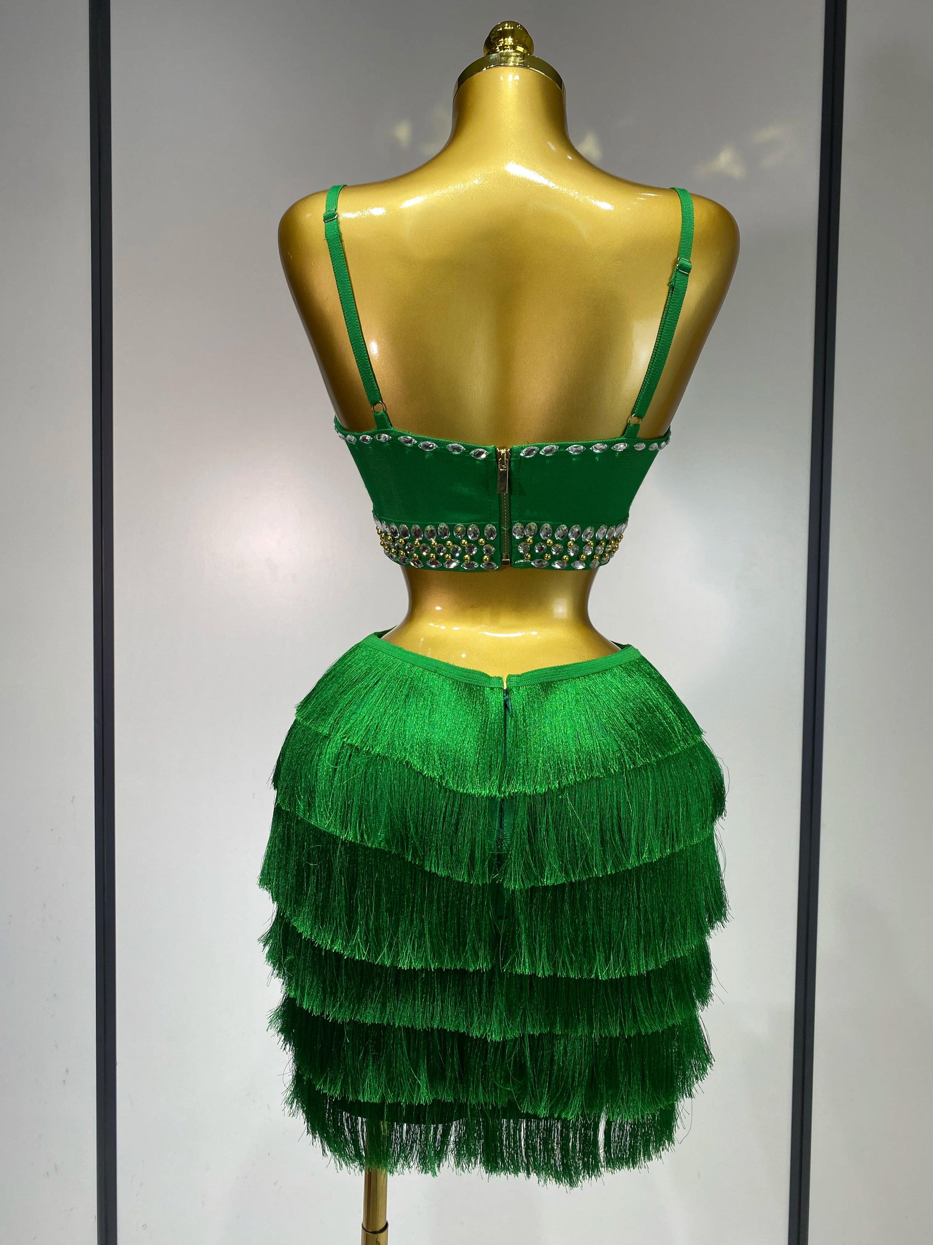 Sexy Sling Backless Dress Women Green Bodycon Bandage Dress 2025 Celebrity Elegant Evening Club Luxury Birthday Party Dresses