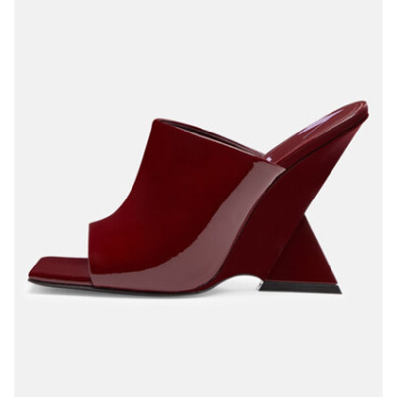 Women's New Summer High-heeled Diagonal Heeled Square Sandals, Fashionable Thick Heeled Slope Heel Large