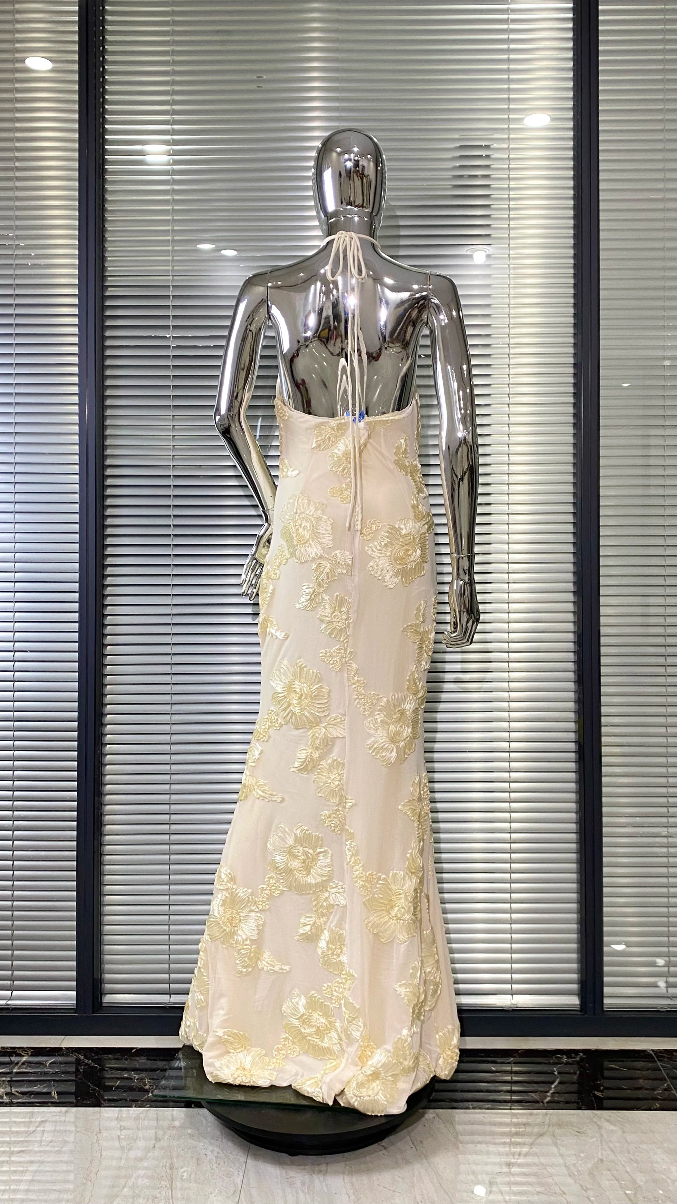 Women Sexy Halter Backless Bodycon Long Dress Florals Fashion Celebrate Birthday Party Evening Dress Outfit