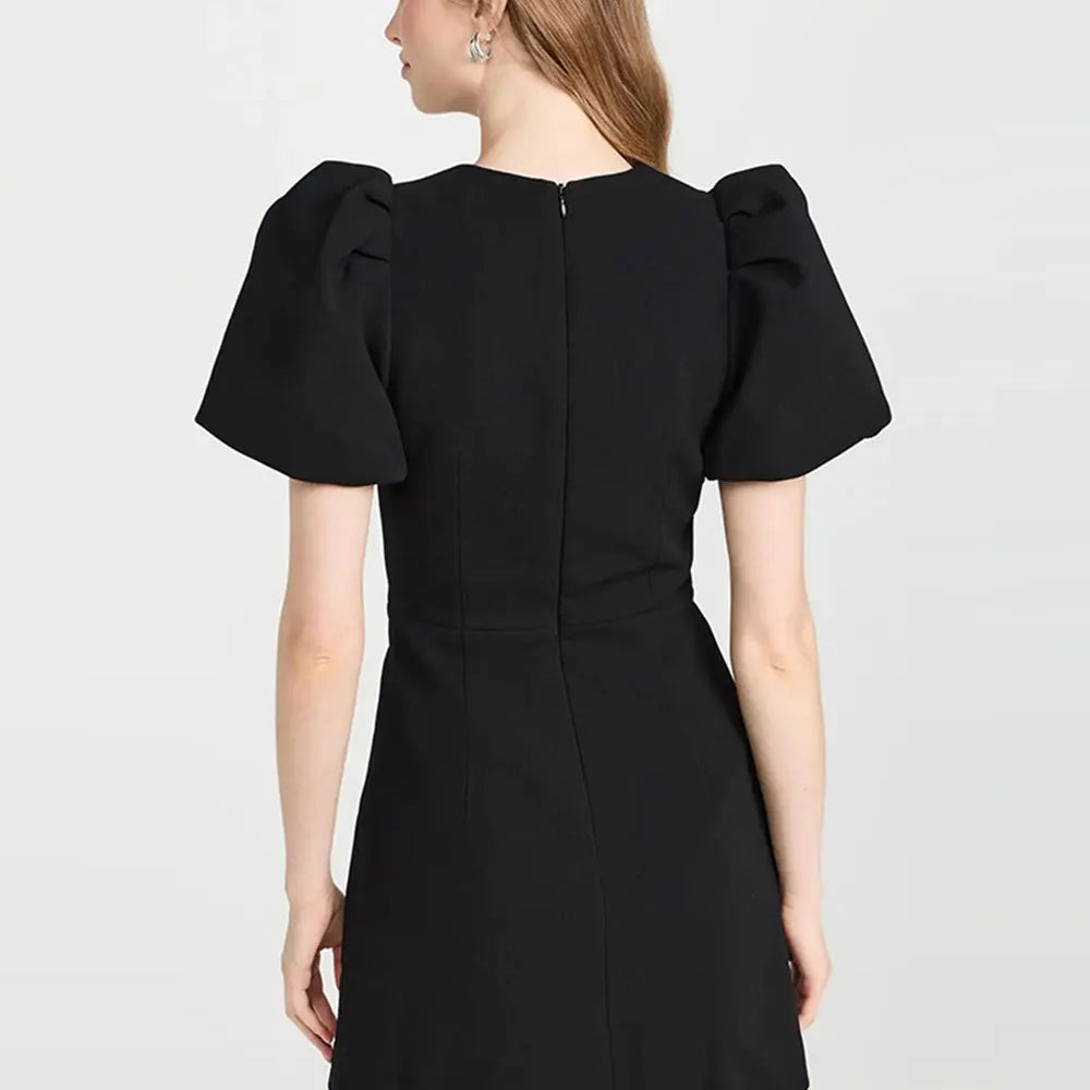 2024 Sexy Women's Water Diamond Butterfly Knot Design Bandage Dress O-Neck Bubble Short Sleeve Hollow Bodycon Mini Dress Vestido