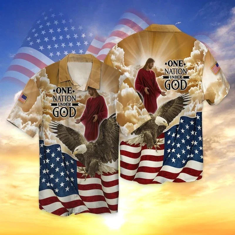 Men's USA National Eagle Flag Shirts Fashion 3d Print Tee Shirt Jesus Pattern Short-sleeved Oversized Casual Female Blouse 4XL CS2024TXX5903