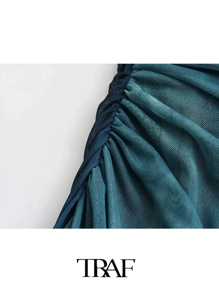 Woman Silk Mesh Midi Dress Autumn Women Long Sleeve Vintage Long Dress Female Elegant Slim Dress