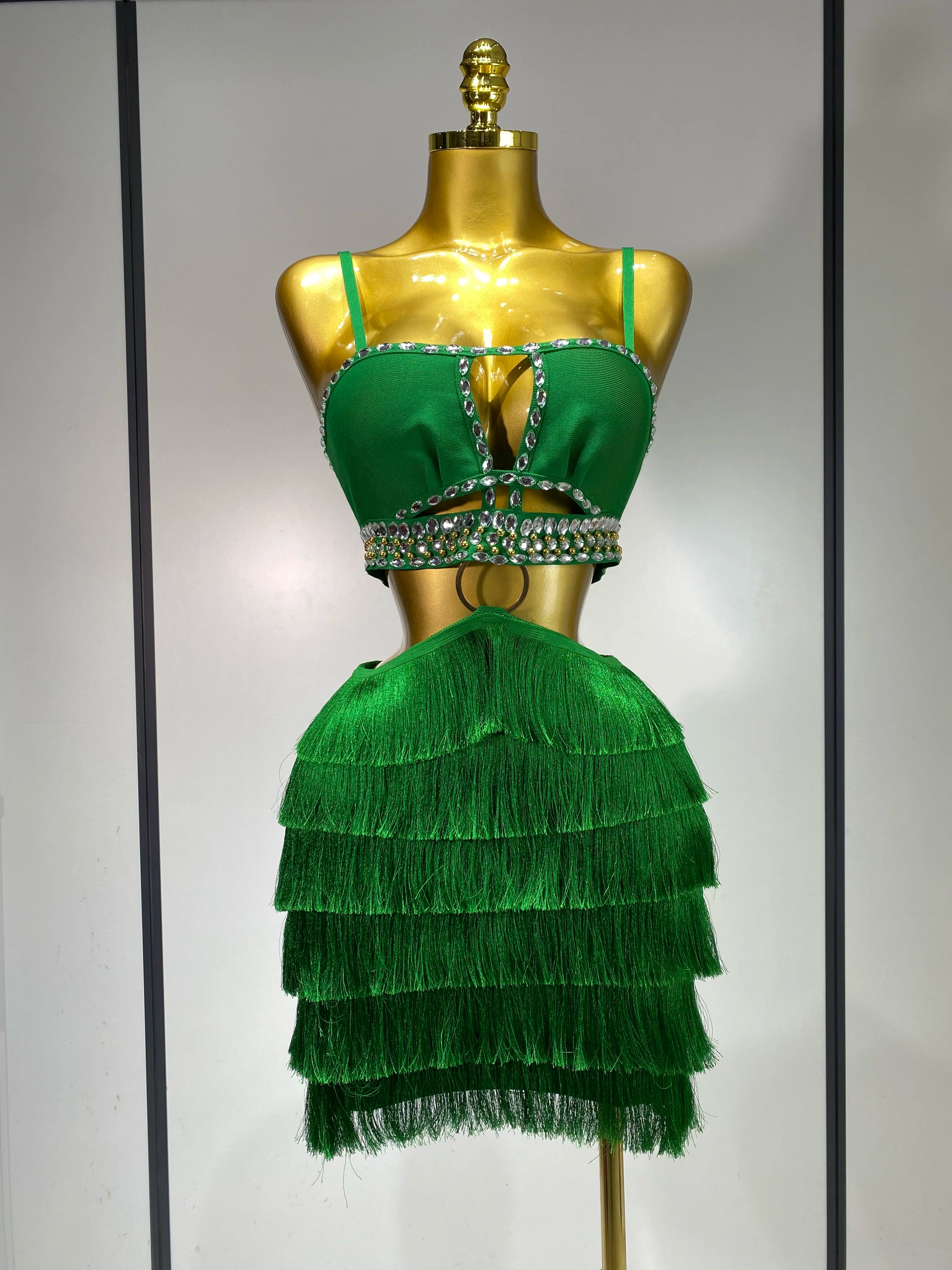 Sexy Sling Backless Dress Women Green Bodycon Bandage Dress 2025 Celebrity Elegant Evening Club Luxury Birthday Party Dresses green