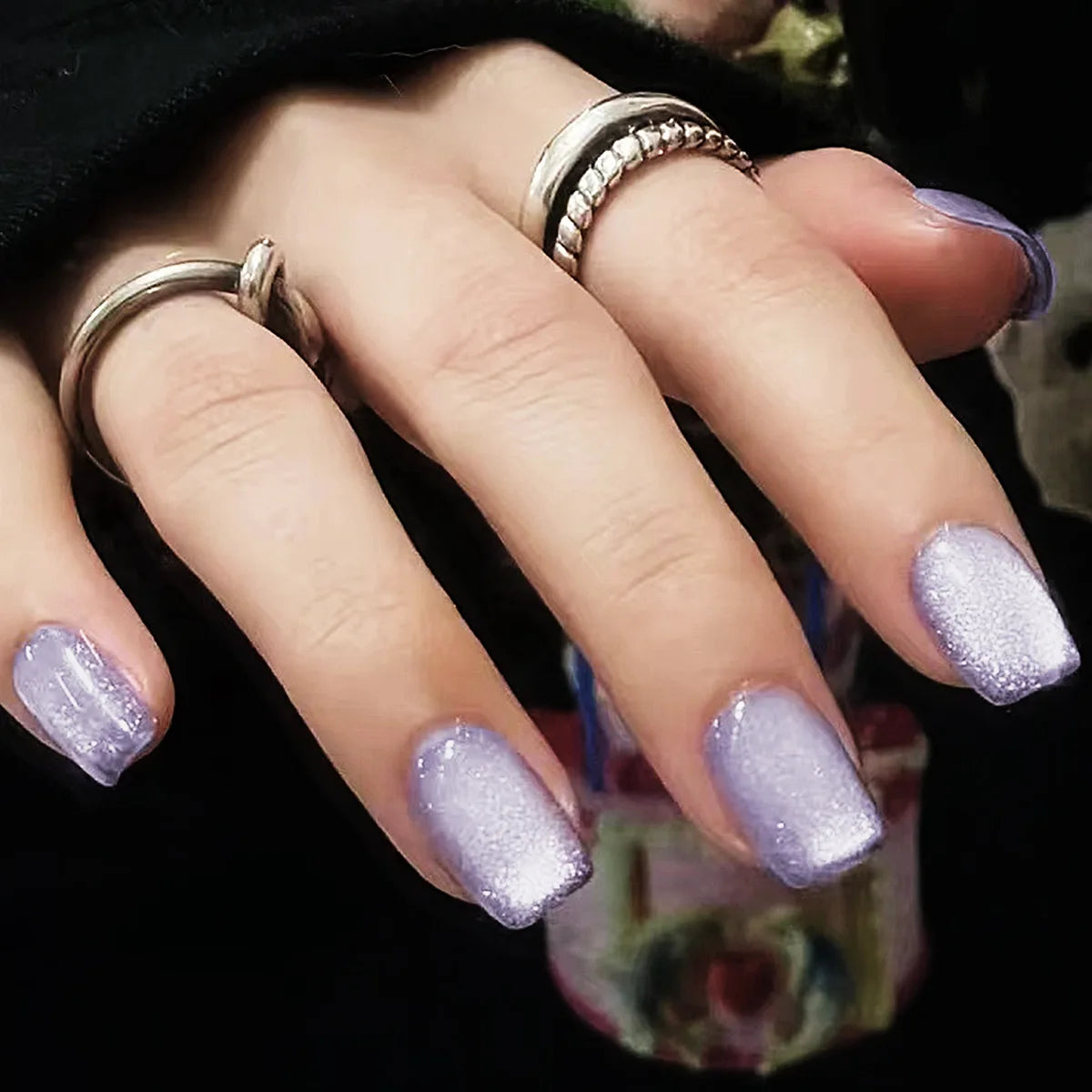 24pcs/set short square fake nails cat eyes glitter pink green purple yellow nude nail tips faux ongles press on false nail art 21