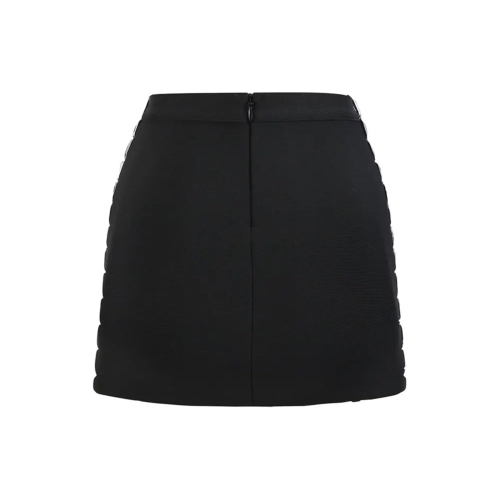 2025 Women Light Luxury Nail Bead Short Skirt Sets With Hanging Neck Style Sleeveless Ultra Short Top + Mini Skirt Two-Piece Set