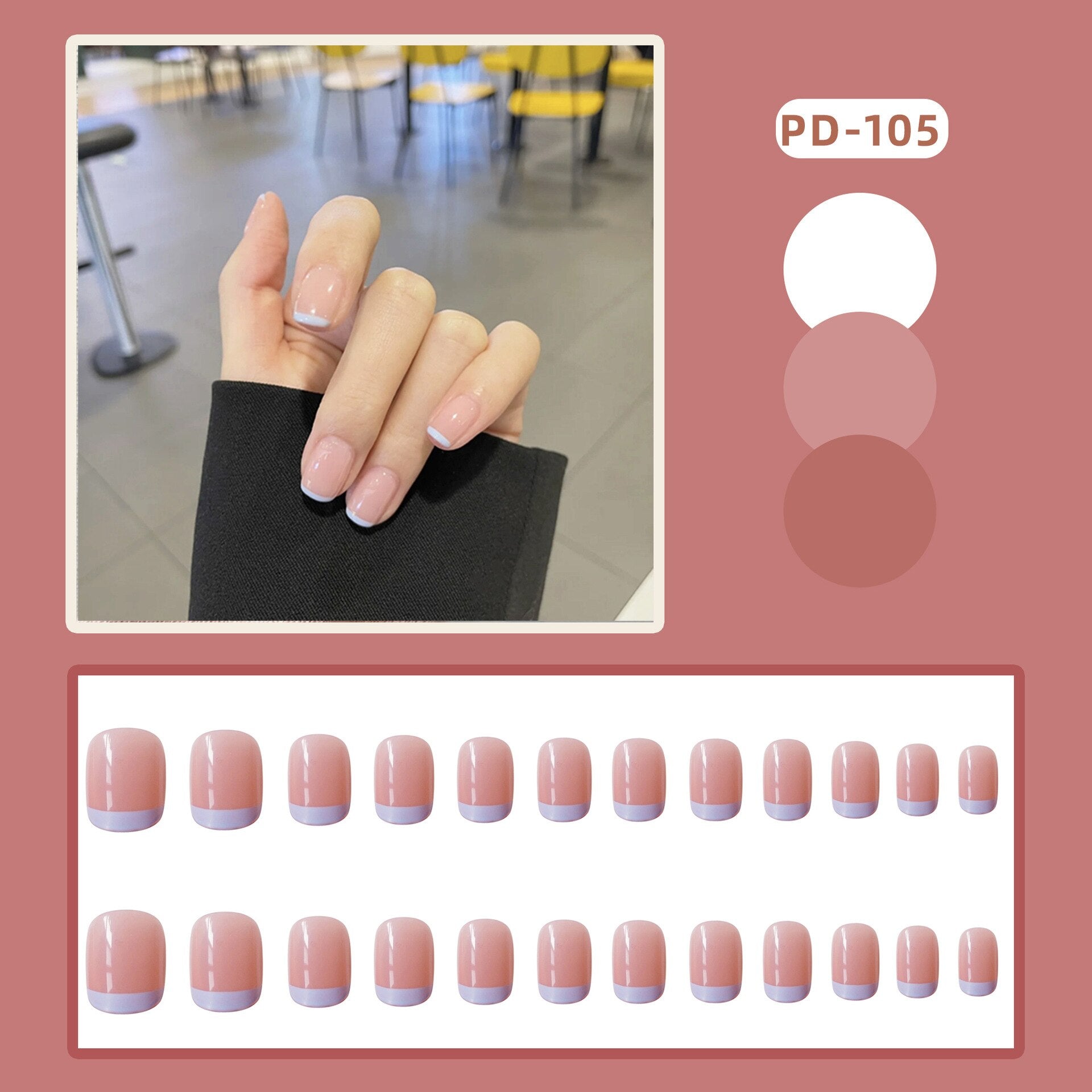 24pcs Lemon Short Wear Tips Nail False Patch Press on Nails Supplies for Professionals Artifical Fake Nails Faux Ongles Uñas PD-105-Fake Nails Ar