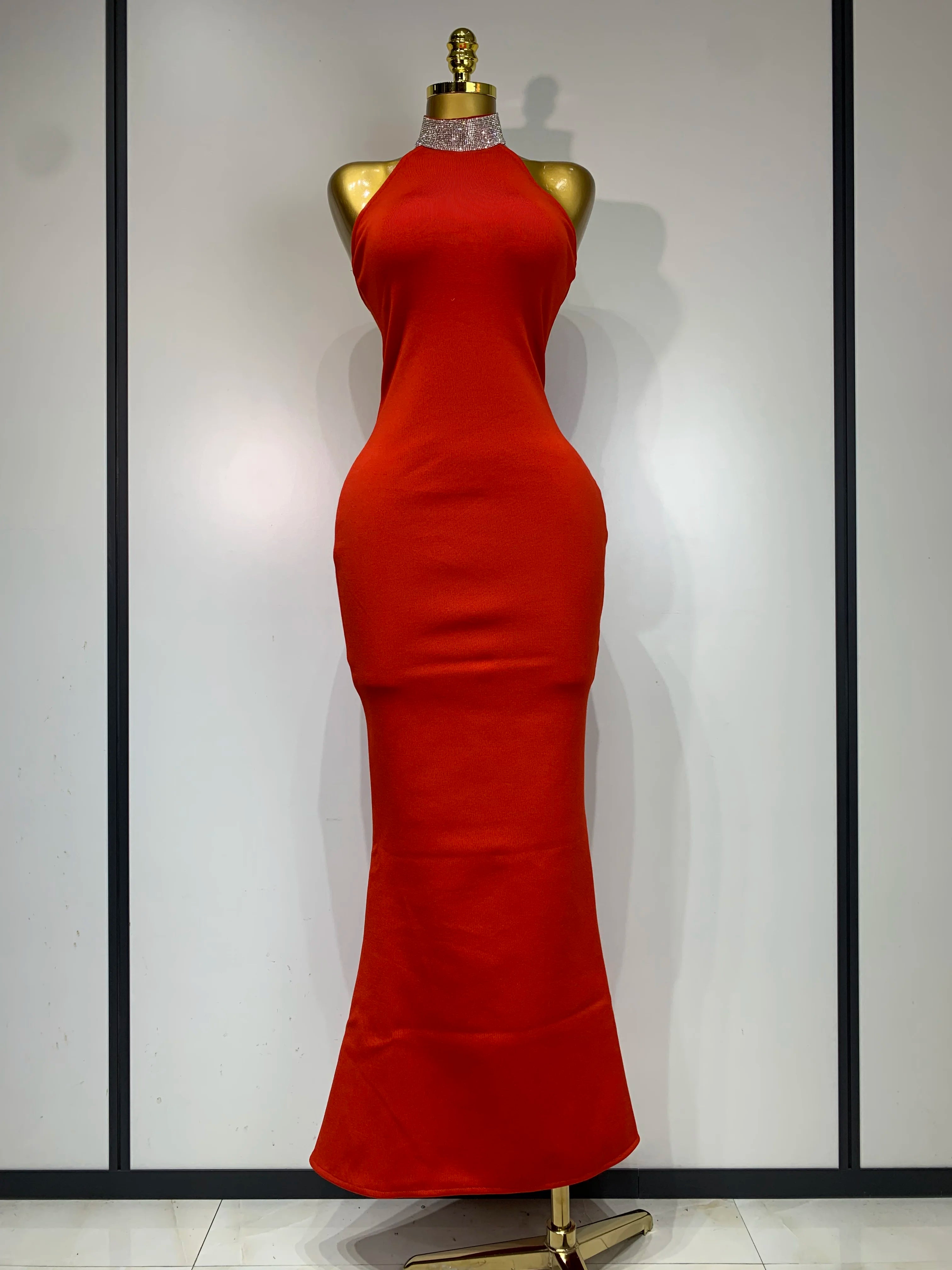 Luxury Birthday Bandage Dress Women 2025 Elegant Red Halter Backless Celebrity Evening Party Wedding Gowns Club Gala Dresses Red