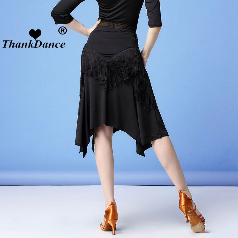 Jupe latine Sexy pour femmes, vêtements de danse Tango Rumba, glands à franges avec short, jupe intérieure, tenue d'entraînement