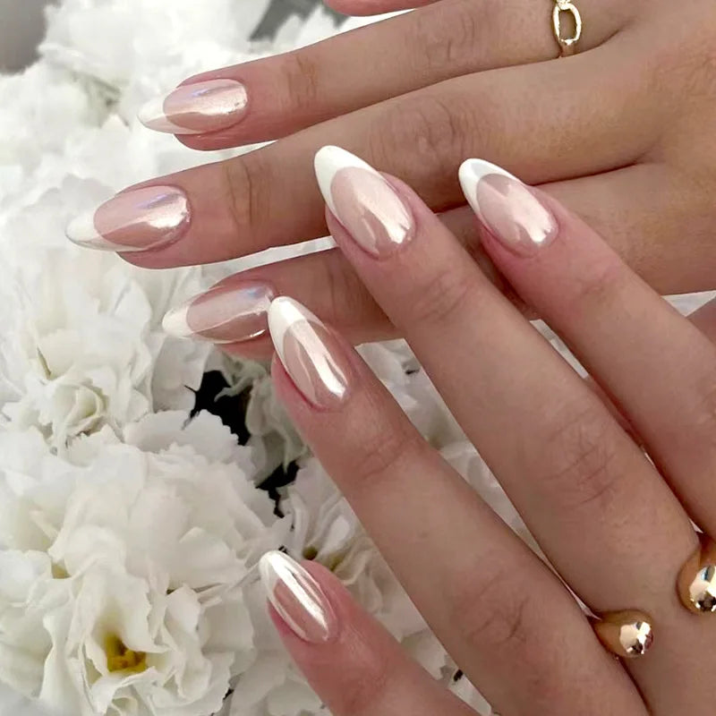 24Pcs Simple Wine Red Fake Nail with Glue Mid-length Almond Press on False Nails Wearable Round Head Oval Full Cover Nail Tips 647