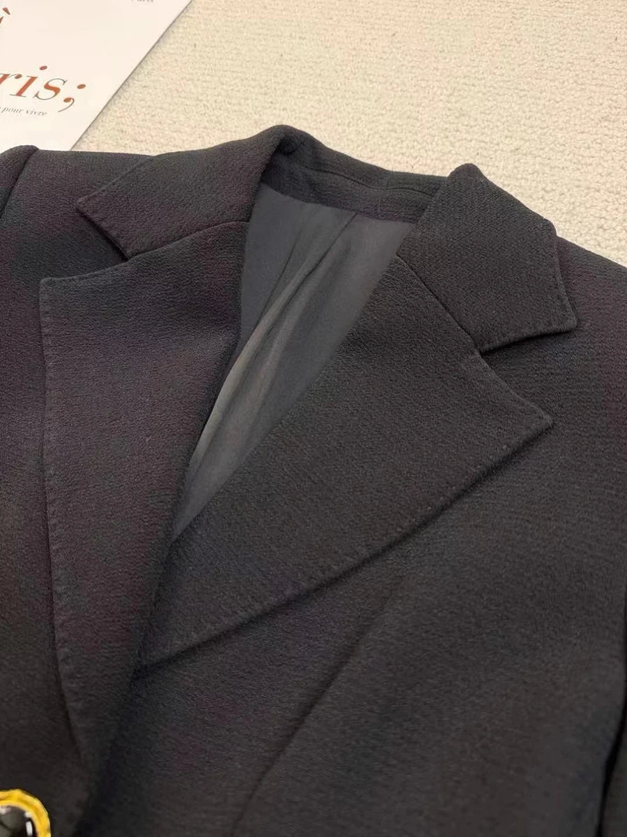 Solid Slimming Jackets for Women Lapel Long Sleeves Patchwork Irrgular Button Temperament Jacket Female Fashion New