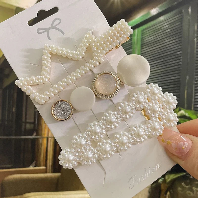 Simulated Pearl Hair Clips For Women Korean Women Hairpins Girl Geometric Hair Barrettes Fashion Hairgrip Hair Accessories Set 18
