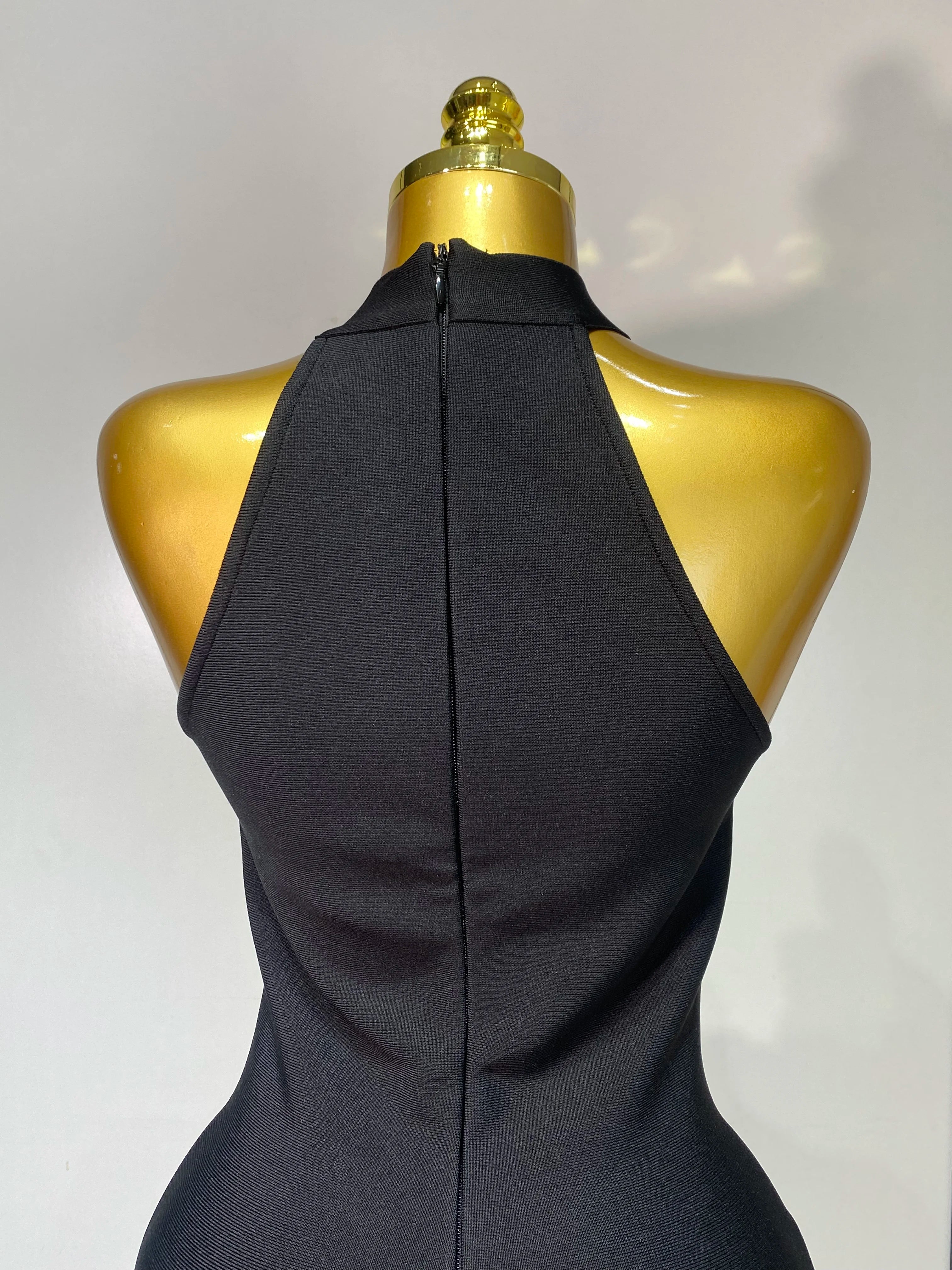 Women Sexy High Neck Shinning Crystal Bodycon Mini Bandage Dress Nightclub Party Luxury Birthday Elegant Celebrity Evening Dress